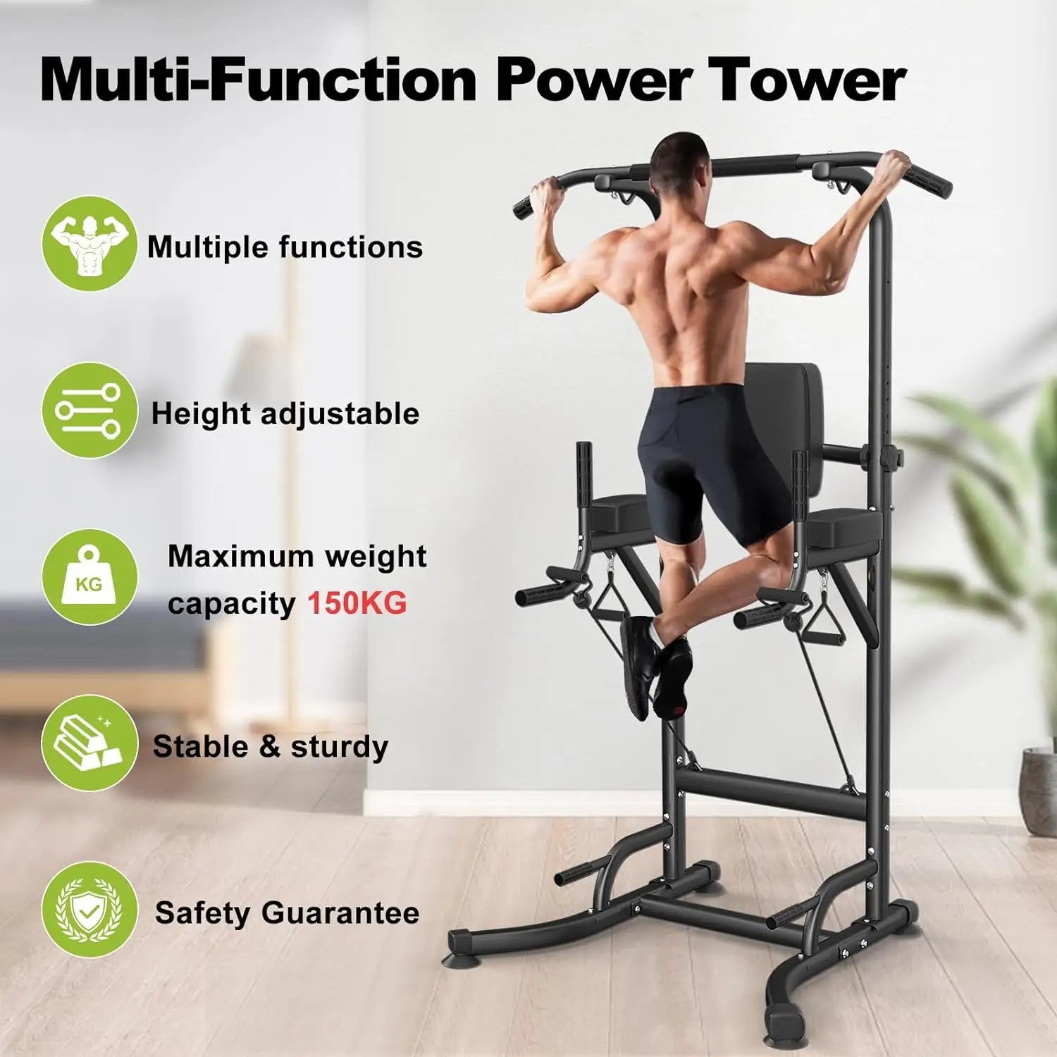 Estación de inmersión Power Tower, barra de dominadas, multifunción, para flexiones, ejercicios abdominales, entrenamiento de fuerza en el gimnasio en casa.