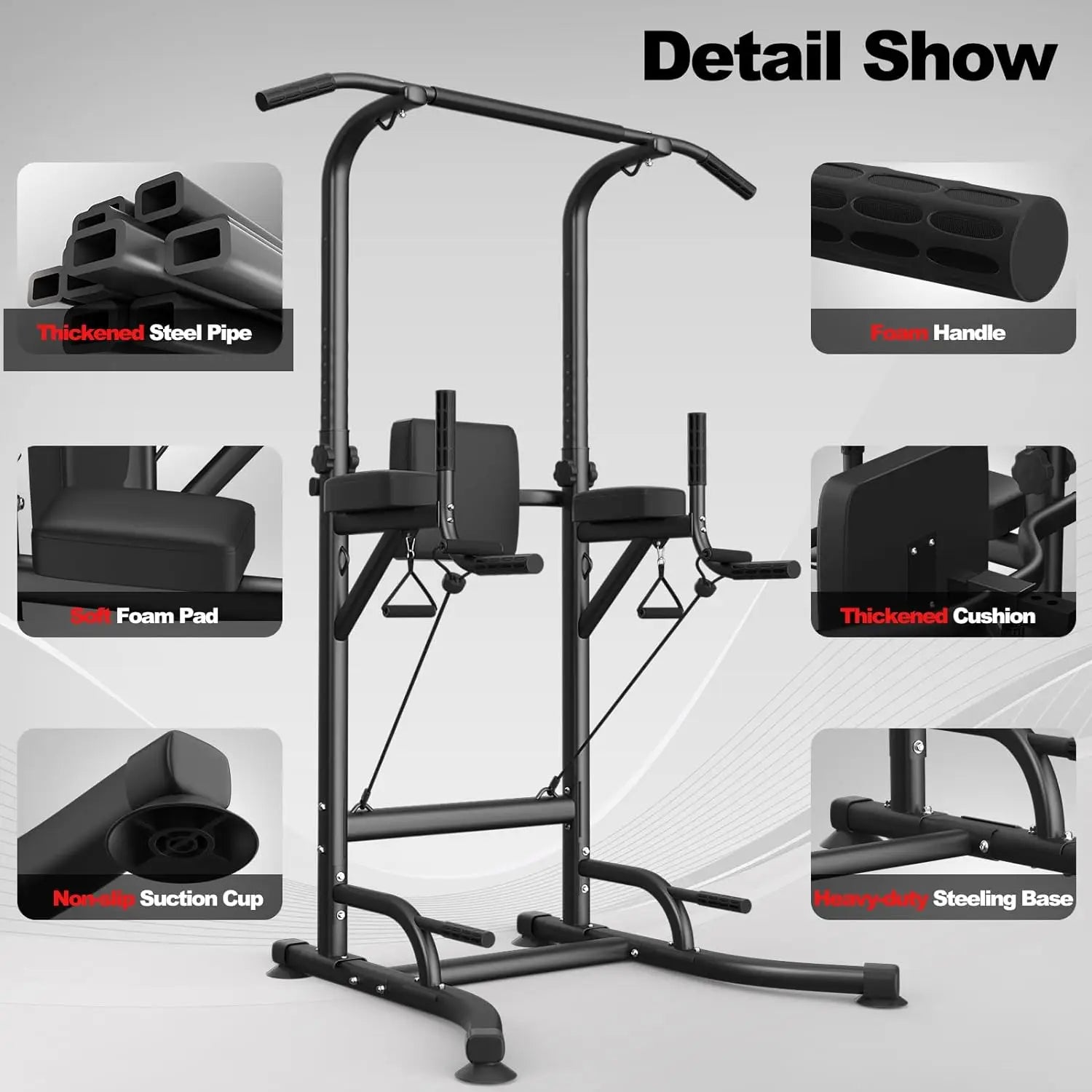 Estación de inmersión Power Tower, barra de dominadas, multifunción, para flexiones, ejercicios abdominales, entrenamiento de fuerza en el gimnasio en casa.