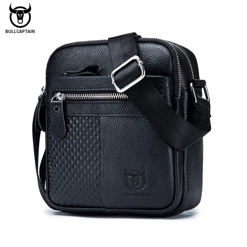 BULLCAPATIN Bolso de hombro de cuero genuino para hombre, maletín tipo mensajero, bolso bandolera, bolso de viaje