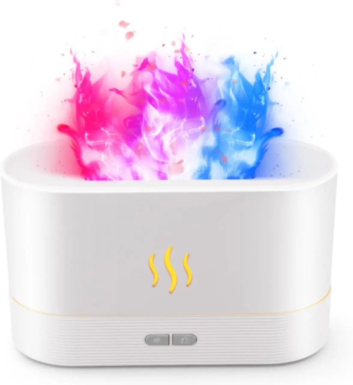 Difusor de aroma, humidificador de aire, atomizador ultrasónico de niebla fría, lámpara de llama de siete colores con simulación de aceite esencial LED, difusor para dormitorio