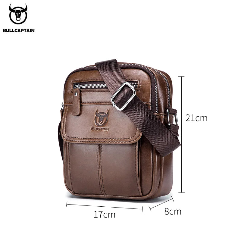 Bolsos de hombro casuales Bullcaptain para hombre, bolso de mensajero de negocios, bolso de cuero de vaca de alta calidad para hombre.