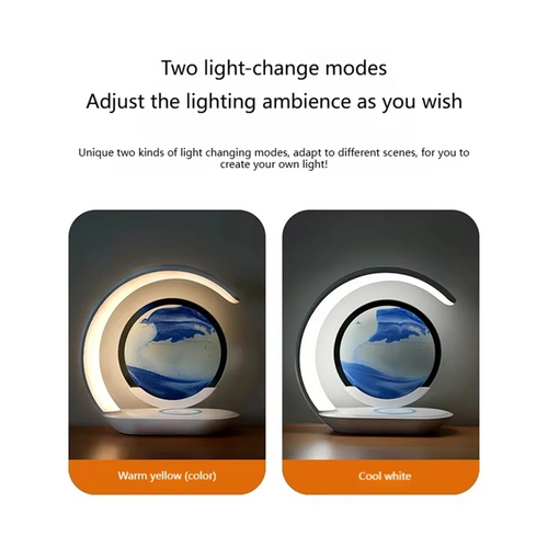 #Cargador inalámbrico 908D de 15 W con lámpara de noche con diseño de arenas movedizas, estación de carga rápida decorativa para mesa, color azul