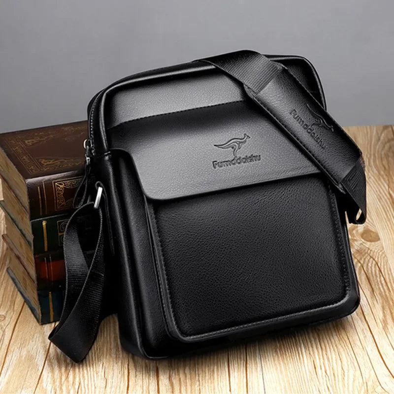 Bolso de negocios de marca de lujo de alta calidad para hombre, informal, vertical, de cuero, bandolera cruzada, a la moda