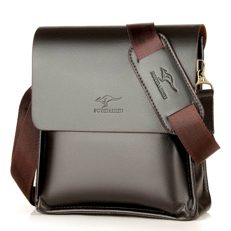Bolso bandolera de piel de lujo de la marca Kangaroo, bolso bandolera para hombre, bolso de negocios pequeño.