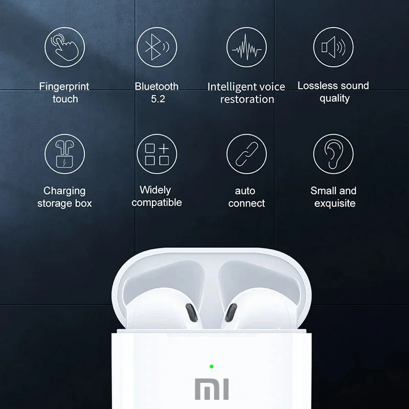 Auriculares inalámbricos Xiaomi con Bluetooth TWS 5.2, deportivos, impermeables, intraauriculares de alta fidelidad con micrófono para teléfonos inteligentes.