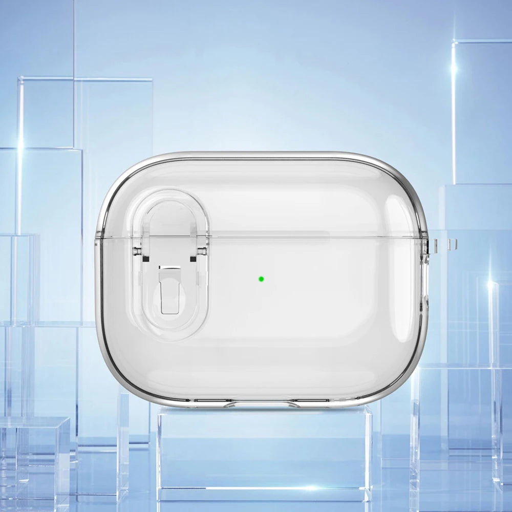 Funda transparente de cristal para auriculares inalámbricos Bluetooth Airpods Pro 2.º, cubierta de TPU transparente con interruptor de bloqueo para Airpods 4 (2024)