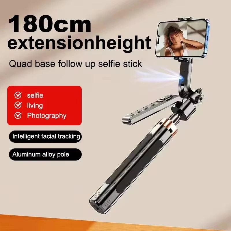 Estabilizador de cardán inalámbrico de 1,8 m con control remoto, palo selfie con rotación de 360 grados y seguimiento inteligente IA, trípode para teléfono móvil