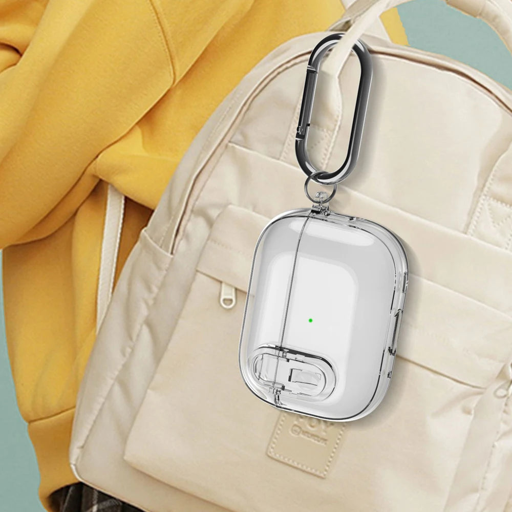 Funda transparente de cristal para auriculares inalámbricos Bluetooth Airpods Pro 2.º, cubierta de TPU transparente con interruptor de bloqueo para Airpods 4 (2024)