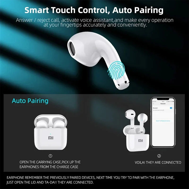 Auriculares inalámbricos Xiaomi con Bluetooth TWS 5.2, deportivos, impermeables, intraauriculares de alta fidelidad con micrófono para teléfonos inteligentes.