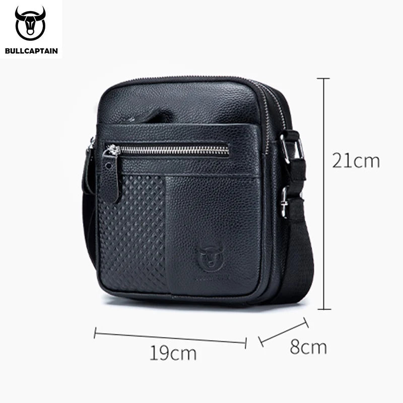 BULLCAPATIN Bolso de hombro de cuero genuino para hombre, maletín tipo mensajero, bolso bandolera, bolso de viaje