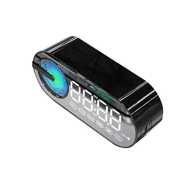 Altavoz Bluetooth inalámbrico G30 NY Mirror Clock con USB, LED, FM, luz ambiental colorida, graves potentes, portátil, regalo