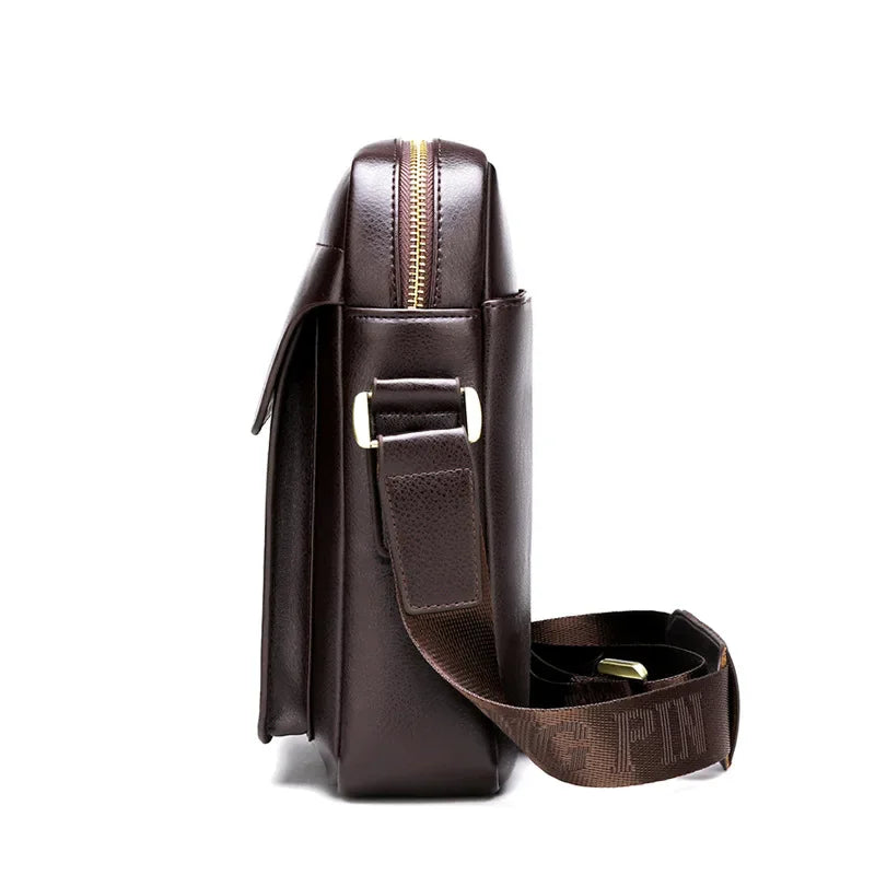 Bolso de negocios de marca de lujo de alta calidad para hombre, informal, vertical, de cuero, bandolera cruzada, a la moda