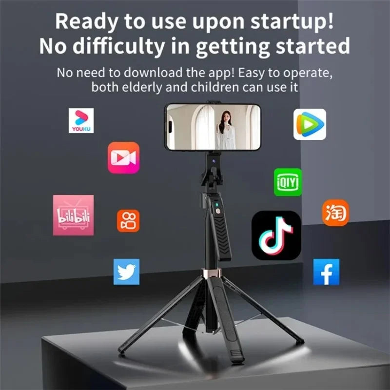 Estabilizador de cardán inalámbrico de 1,8 m con control remoto, palo selfie con rotación de 360 grados y seguimiento inteligente IA, trípode para teléfono móvil