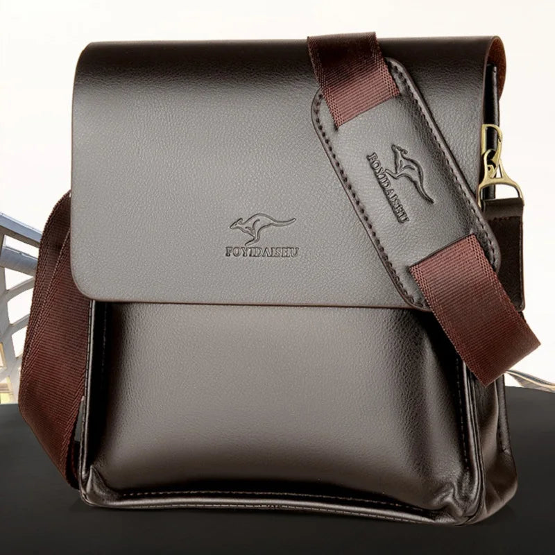 Bolso bandolera de piel de lujo de la marca Kangaroo, bolso bandolera para hombre, bolso de negocios pequeño.