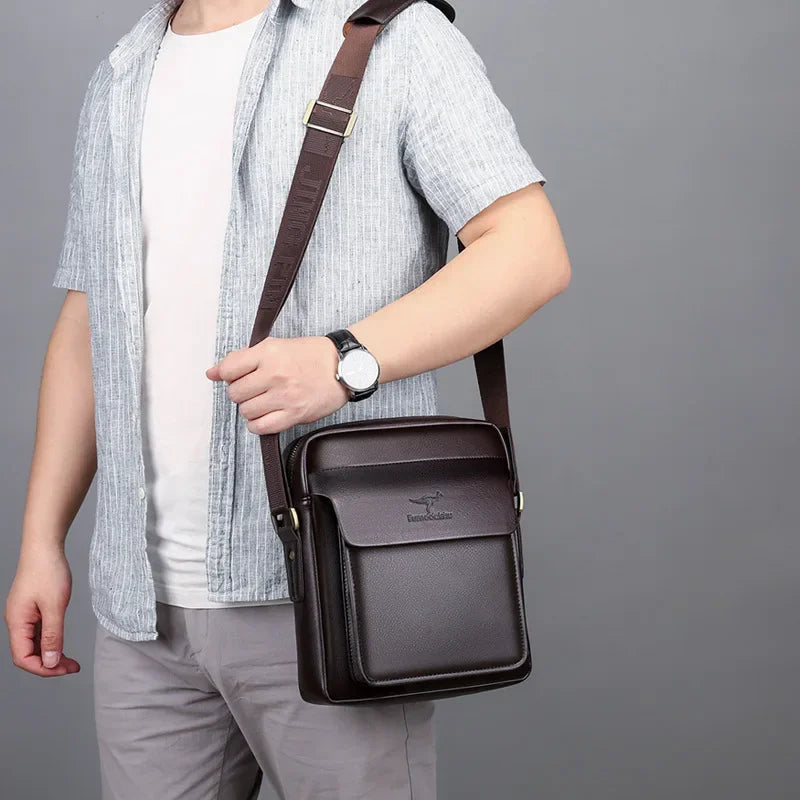 Bolso de negocios de marca de lujo de alta calidad para hombre, informal, vertical, de cuero, bandolera cruzada, a la moda