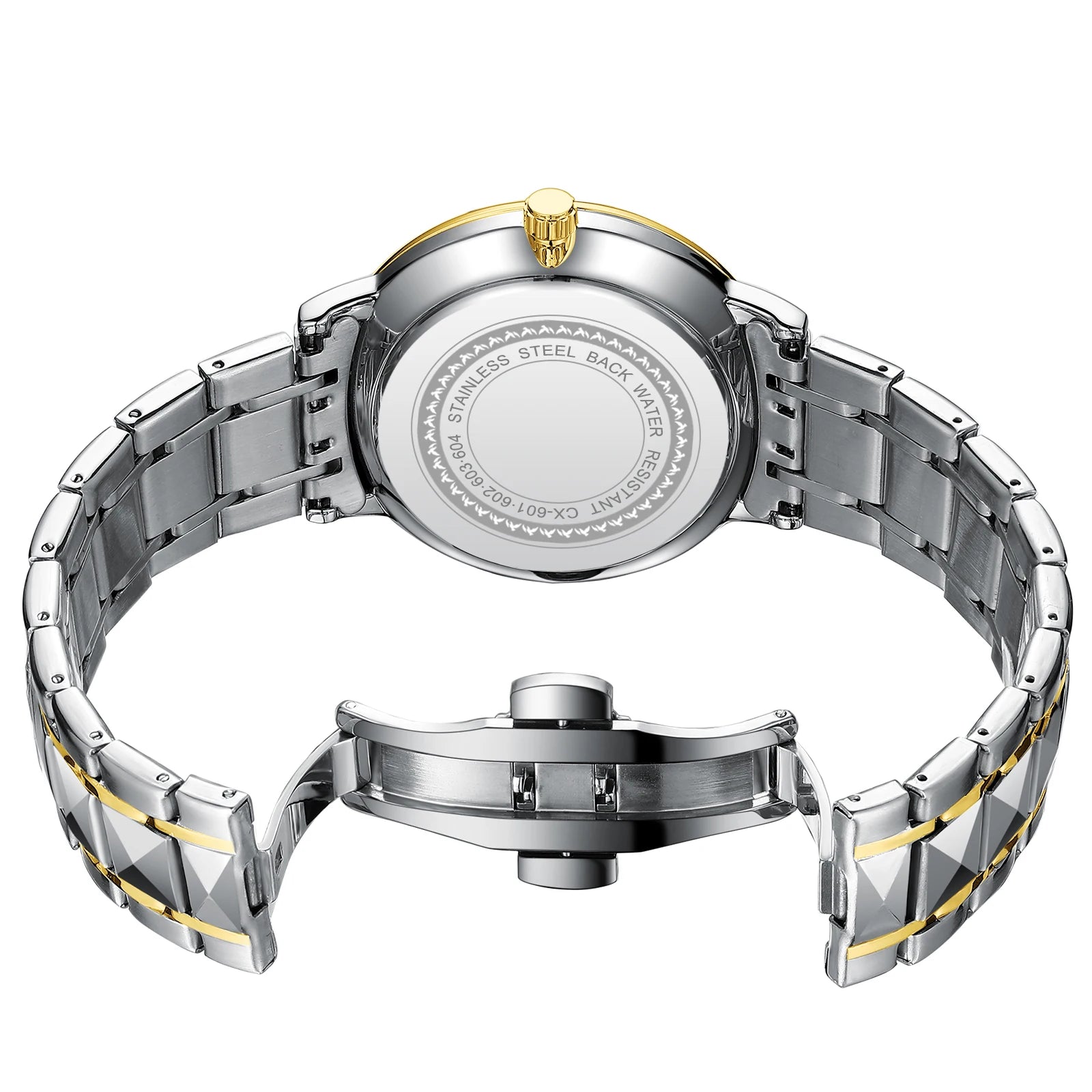 CHENXI - Reloj de negocios clásico para hombre, reloj de cuarzo original para hombre, reloj de pulsera luminoso resistente al agua con espejo de superficie curva a la moda.