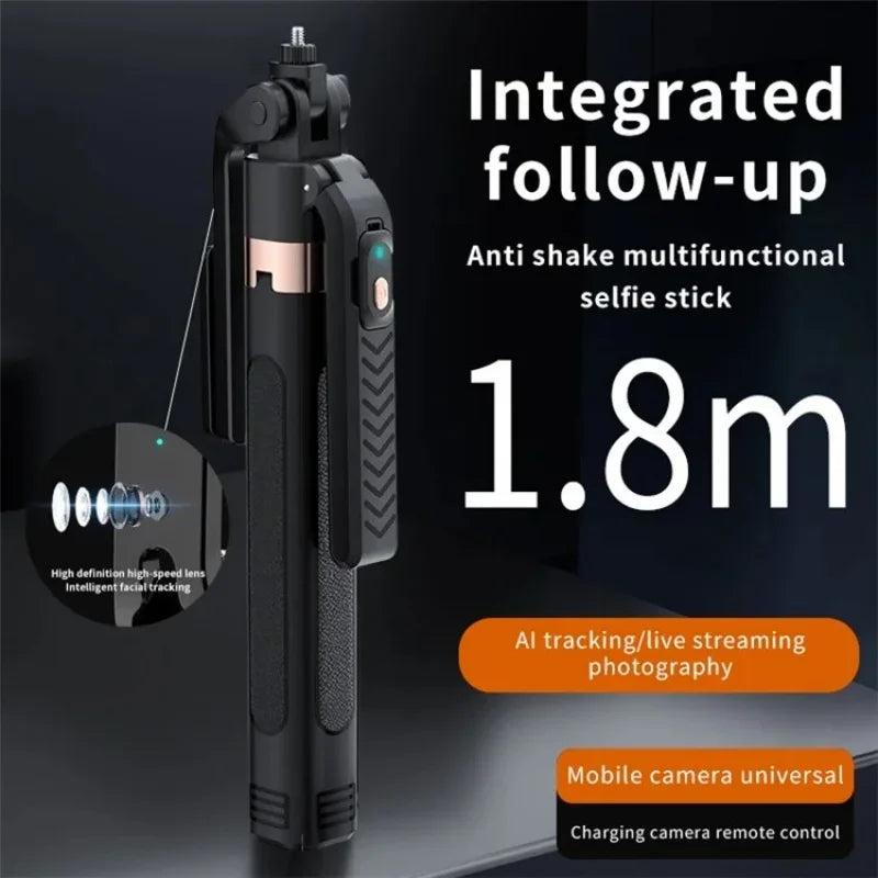 Estabilizador de cardán inalámbrico de 1,8 m con control remoto, palo selfie con rotación de 360 grados y seguimiento inteligente IA, trípode para teléfono móvil